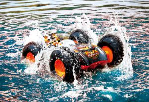 The G Bound Ampibian R/C car can go just about anywhere, even over water.